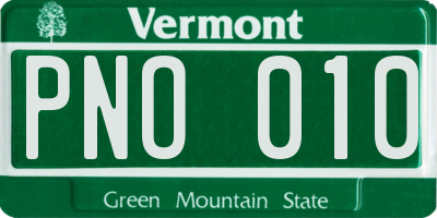 VT license plate PNO010