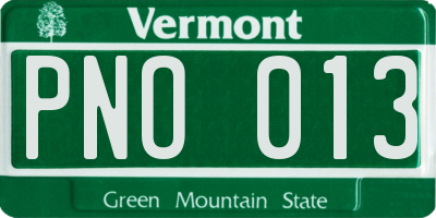 VT license plate PNO013