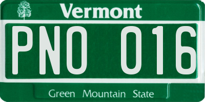 VT license plate PNO016