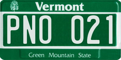 VT license plate PNO021