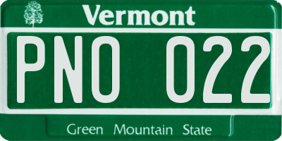 VT license plate PNO022