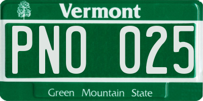 VT license plate PNO025