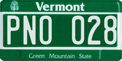 VT license plate PNO028