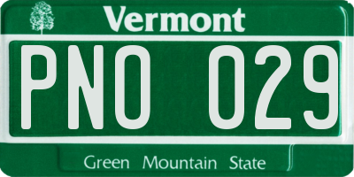 VT license plate PNO029