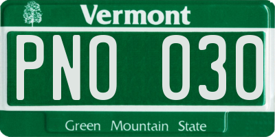 VT license plate PNO030