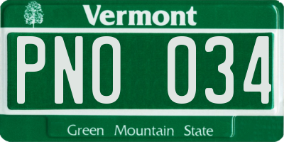 VT license plate PNO034