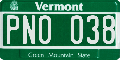 VT license plate PNO038