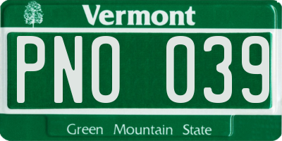 VT license plate PNO039