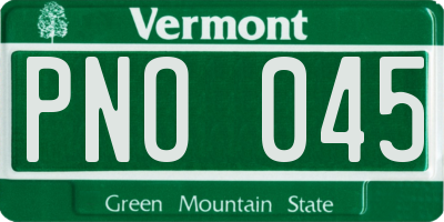 VT license plate PNO045