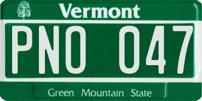 VT license plate PNO047