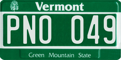 VT license plate PNO049