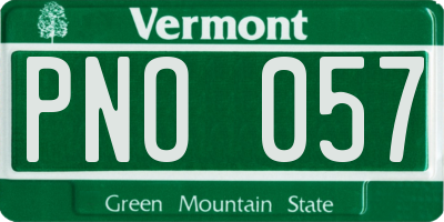 VT license plate PNO057