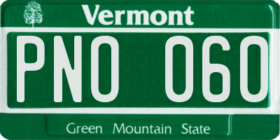 VT license plate PNO060