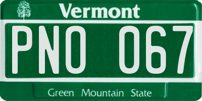 VT license plate PNO067