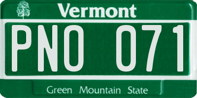 VT license plate PNO071