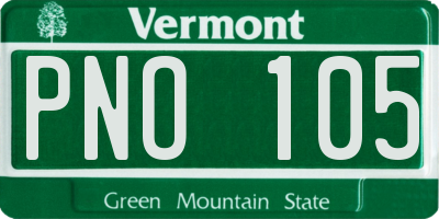 VT license plate PNO105