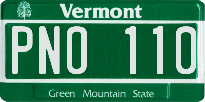 VT license plate PNO110