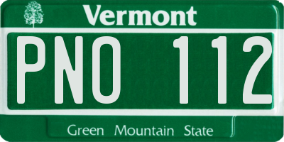 VT license plate PNO112