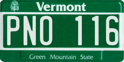 VT license plate PNO116