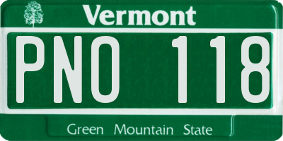 VT license plate PNO118