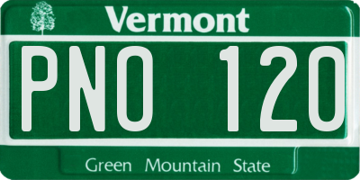 VT license plate PNO120