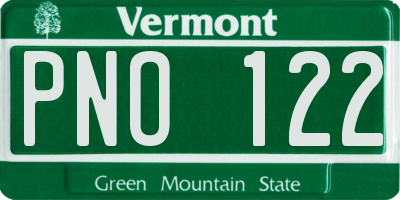 VT license plate PNO122