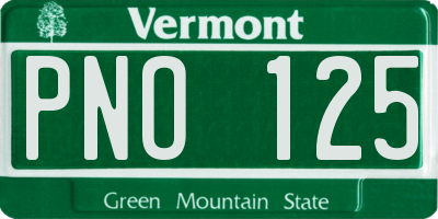 VT license plate PNO125