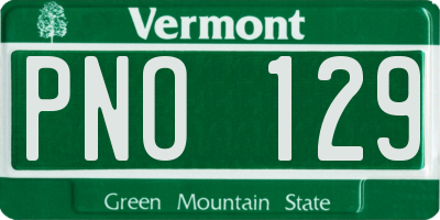 VT license plate PNO129