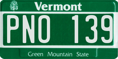 VT license plate PNO139