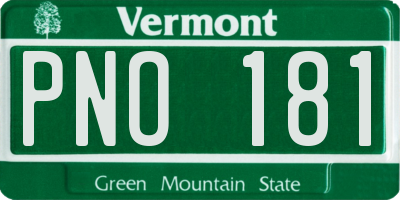 VT license plate PNO181