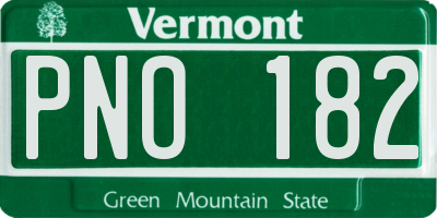 VT license plate PNO182