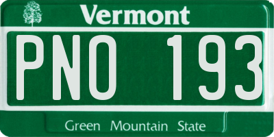 VT license plate PNO193