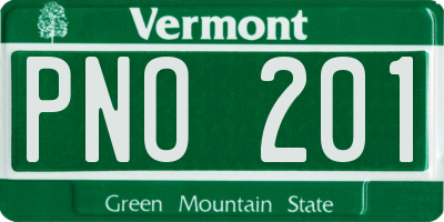 VT license plate PNO201