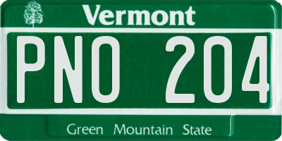 VT license plate PNO204