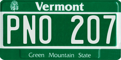 VT license plate PNO207