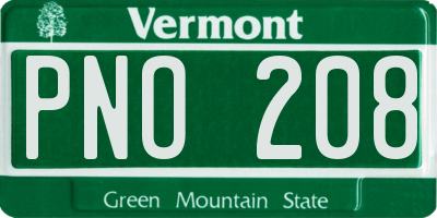 VT license plate PNO208
