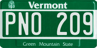 VT license plate PNO209