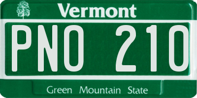 VT license plate PNO210