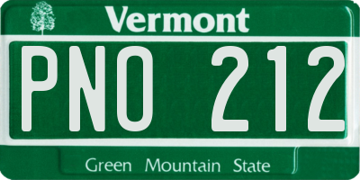 VT license plate PNO212