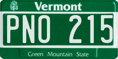 VT license plate PNO215
