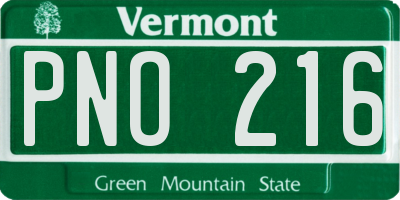 VT license plate PNO216