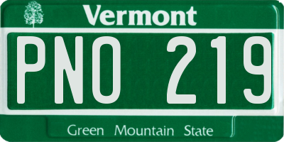 VT license plate PNO219