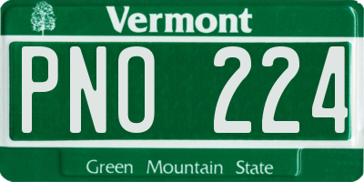 VT license plate PNO224