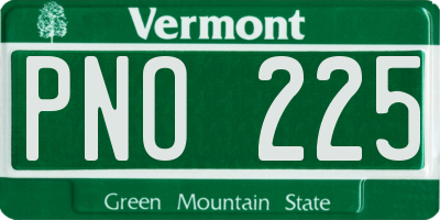 VT license plate PNO225