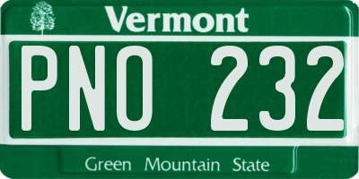 VT license plate PNO232