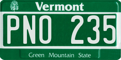 VT license plate PNO235