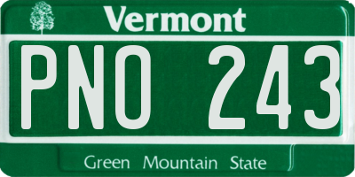 VT license plate PNO243