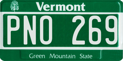 VT license plate PNO269