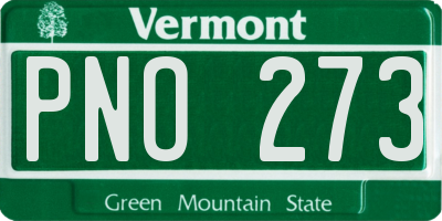 VT license plate PNO273