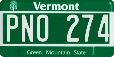 VT license plate PNO274